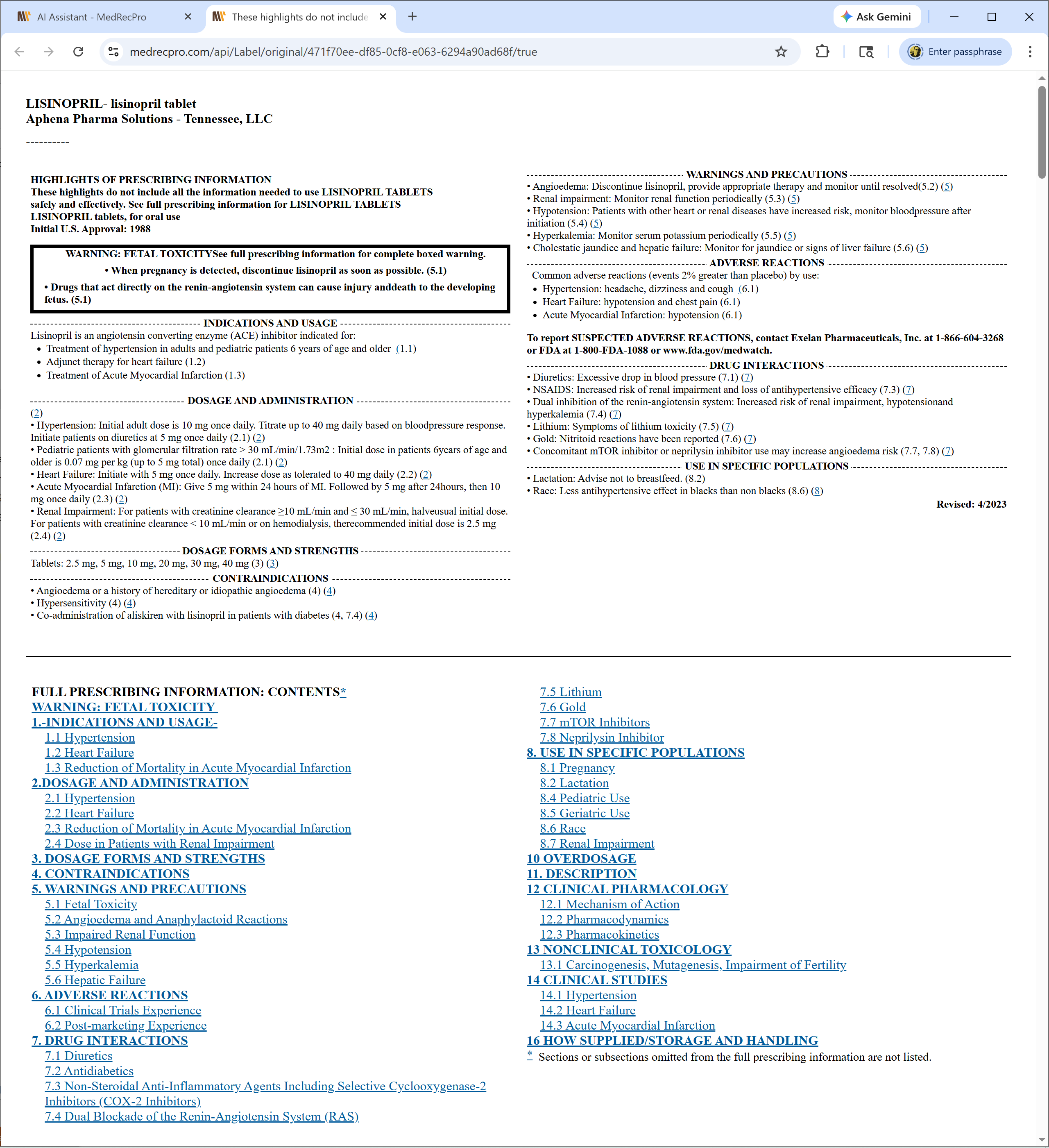 MedRecPro rendered SPL drug label document